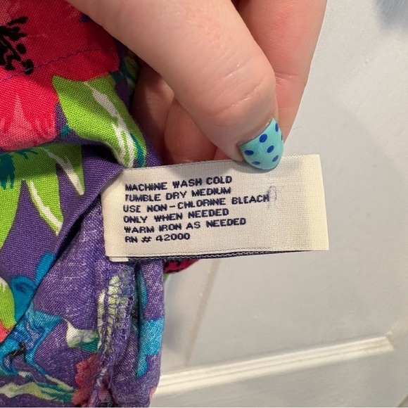 Vintage Basic Editions Purple Tropical Short Sleeve Button up - Size XL - Picture 3 of 4